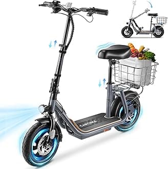 Peak 1200W Electric Scooter with Seat,30 Miles Max Range,Electric Scooter Adults&Teens,Up to 43MPH Foldable Ebike,Key Start Adjustable E-Bike with Kid Seat,Commuter Escooter,Gray