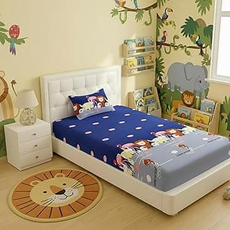 Filymore Animal Carnival Single Bedsheet for Kids Animal Cartoon Bedsheet for...