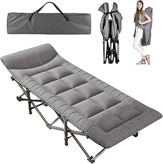 – Folding Bed with Mattress, Foldable Camping Bed Cot ，Heavy Duty Outdoor Indoor Bed, Portable Foldable Guest Beds for Camping, Travel, Home, Office & Hospital (Grey-A)