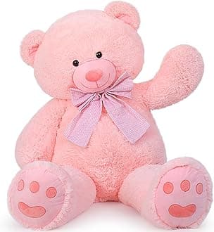 MorisMos XXL Giant Teddy Bear 150cm, Big Pink Teddy for Girlfriend, 1.5m Large Stuffed Teddy, Cuddly Fluffy Bear Plush Soft Toy Gift for Kids Birthday Christmas Deco