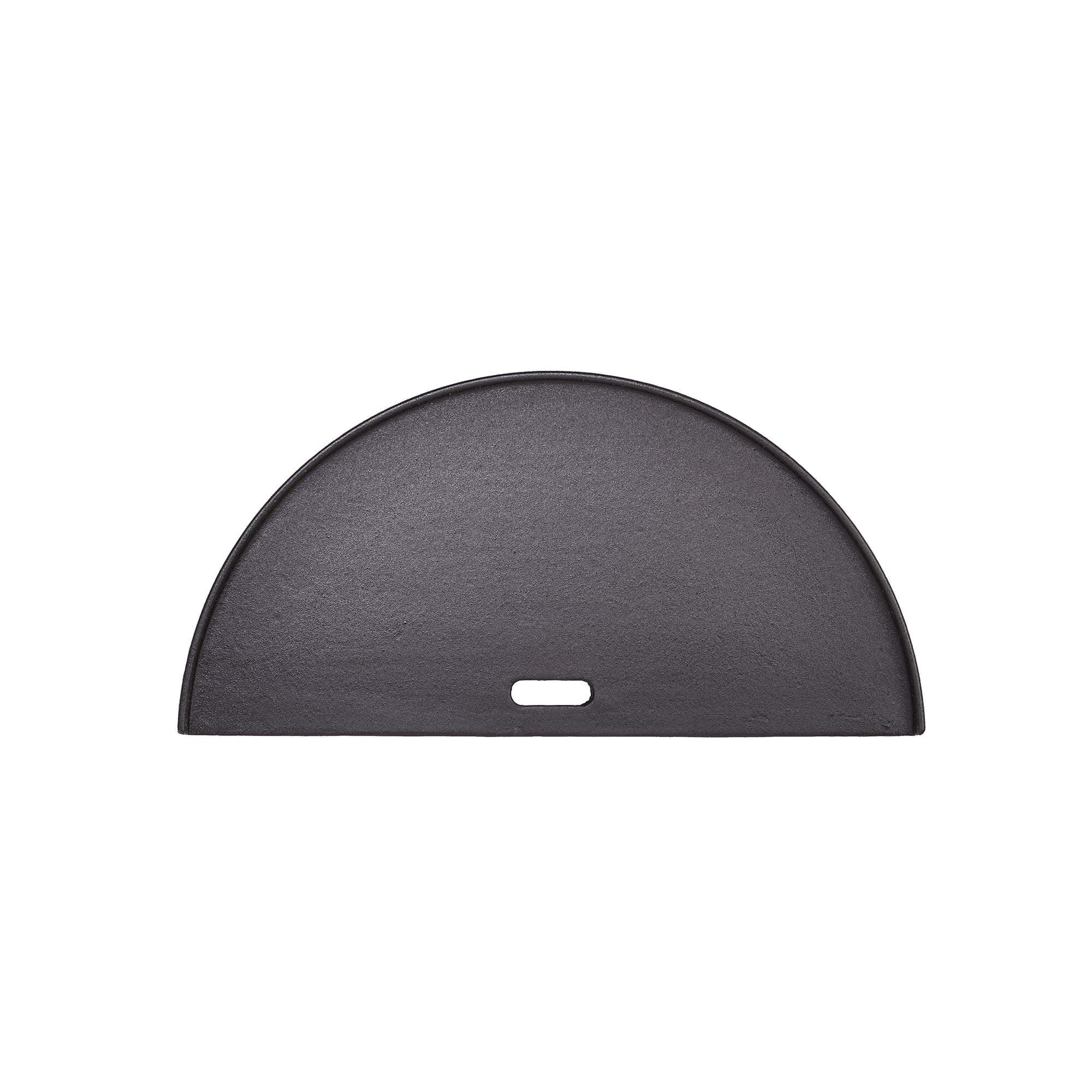 Half-Moon Cast Iron Reversible Flat-Top Griddle with Smooth and Ribbed Surface for Classic Joe Charcoal Grill and Smokers in Black, Model KJ-HCIGRIDDLE