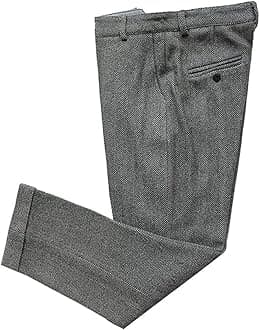 Mens Vintage Tweed Dress Pants Slacks Trousers Regular Fit Suit Pants for Men