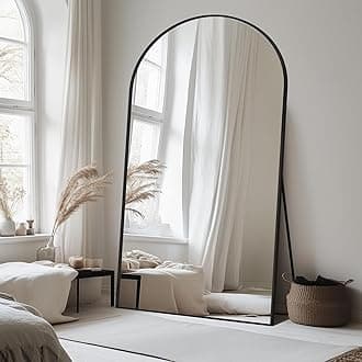 Antok Full Length Mirror, 46"x86" Oversized Floor Mirror with Stand for Bedroom, Living Room Cloakroom, Black, Arch Style