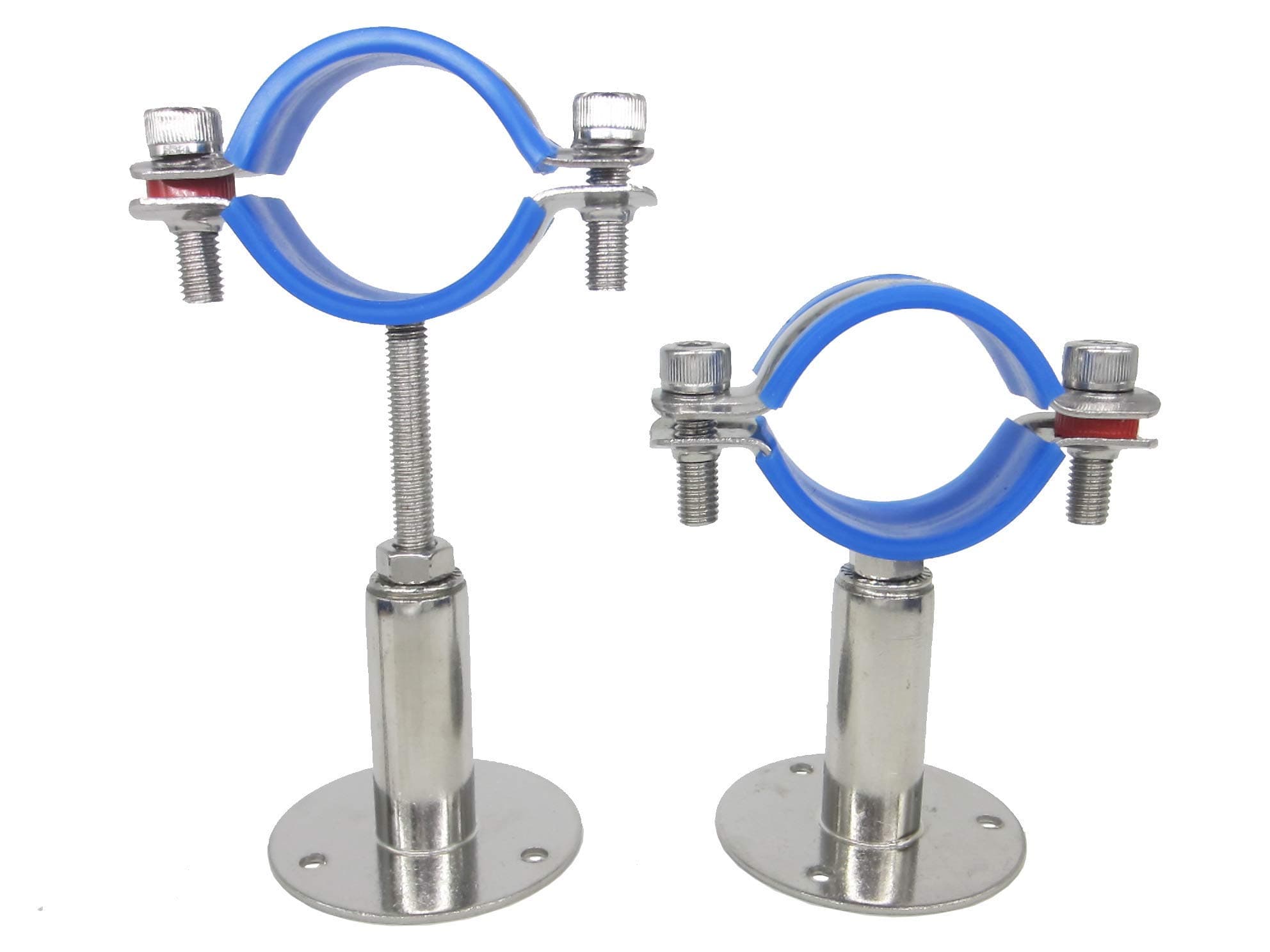 Stainless Steel Adjustable Pipe Clamp Bracket - Wall/Ceiling Mount Support for 1-1/2 Inch Pipe, Heavy-Duty Rustproof Brackets with Screws, Set of 2