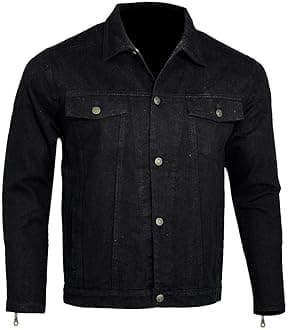 Bikers Gear Australia Protective Kevlar Lined Denim Motorcycle Biker Jacket with Removable CE 1621-1 Armour, Black, Size 2XL