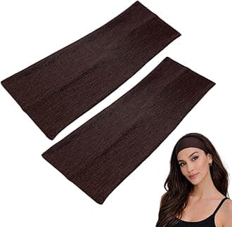 WESTEND CHOICE 9 cm Wide Headbands Soft head Hand Plain Stretchy Unisex Kylie headband Bandeaux Gym Yoga Hair Band (Dark brown)