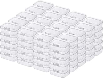 LJY 100 Pcs Mini Rectangle Empty Clear Plastic Storage Boxes with Hinged Lids (55x40x20mm, Clear)
