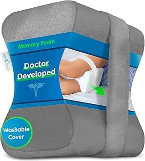Sports Medica Doctor Developed Knee Pillow - eHandbook Included - Hip and Knee Cushion for Side Sleeping, Positioner Pillow Between Legs to Support Hips, Spine, Sciatica and Back Pain when in Bed