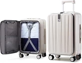 HankeSuitcase Front Opening Hard Shell Suitcase 26 Inch Luggage Large Suitcase 4 Wheels Cabin Suitcase Hand Luggage, Medium Size Checked in Lightweight Travel Suitcase Aluminum with TSA Locks