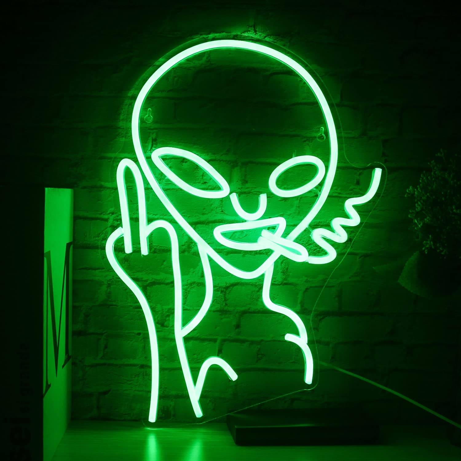 Smoking alien neon sign