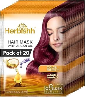 Herbishh Argan Hair Mask - Deep Conditioning & Hydration 25ml x 20 Pouches for Healthier, Nourished Hair | No Sulphates, No Parabens | Travel-Friendly Pack