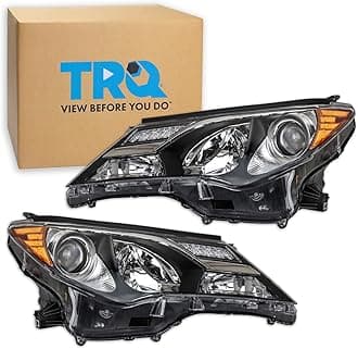 TRQ Headlight Assembly Set Headlights Driver & Passenger Side Compatible with 2013-2015 Toyota RAV4 TO2518147 TO2519147