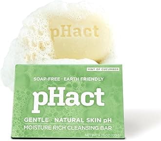 ANDREW LESSMAN pHact Moisture-Rich, Soap-Free Cleansing Bar Cucumber. Natural Skin pH. All Skin Types - Even Sensitive Skin. Hypoallergenic. Dermatologist Tested. 12 - Pack 4.25 oz each