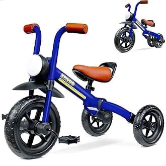 2-in-1 Kids Balance Bike and Kids Tricycle for 2 to 5 Year Old, Toddler Balance Bike with Detachable Pedals, Tricycles for 3-5 Year Olds with Stitched Soft Grip, Blue