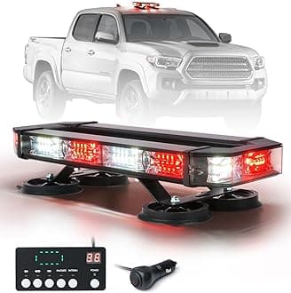 LUMENIX 72 LED Rooftop Emergency Strobe Light Bar w/Control Panel Magnetic Base Warning Flashing Beacon Caution Traffic Lightbar for Firefighter Ambulance Fire Trucks Vehicles - White Red