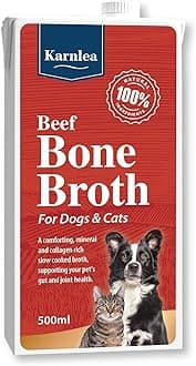KARNLEA Beef Bone Broth for Dogs & Cats - 500ml | 100% Real & Natural Liquid Bone Broth for Pets | Nutritious High in Collagen & Protein for Healthy Joints, Gut, Digestion, Skin & Sickness Recovery