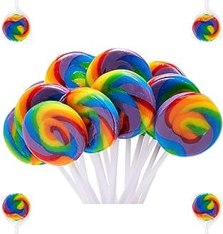 LIDATREE 1.5" Swirl Lollipop, Rainbow Lollipops Individually Wrapped Bulk, Kid's Lollipops Candy for Birthday, Mixed Fruit Flavor 12 Pack