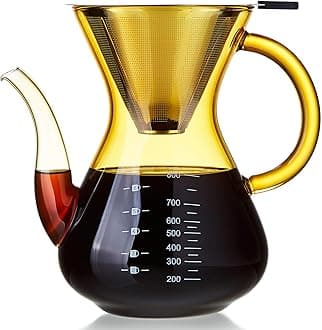 Unbreakable - Pour Over Coffee Maker with Double Stainless Filter 27 fl oz, Thickened Heat-Resistant Borosilicate Glass Pour Over Coffee Dripper, Stovetop Safe