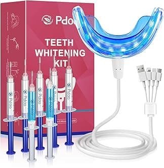 Teeth Whitening Kit with LED Light for Sensitive Teeth, Fast Results Helps Remove All Kinds of Stain