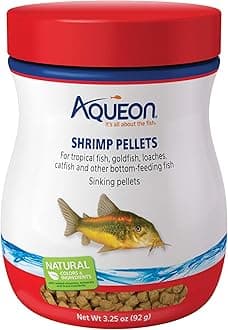 Aqueon Shrimp Pellets Sinking Food for Tropical Fish, Goldfish, Loaches, Catfish and Other Bottom Feeding Fish, 3.25 oz
