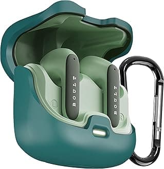 Earphone Case Cover Compatible for Boult Audio Z40, Soft Silicone Skin Case Cover Shock-Absorbing Protective Case with Keychain [Front LED Visible] (Green)