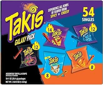 TakisRolled Tortilla Chips, Variety Pack, 1 Ounce (Pack of 54)