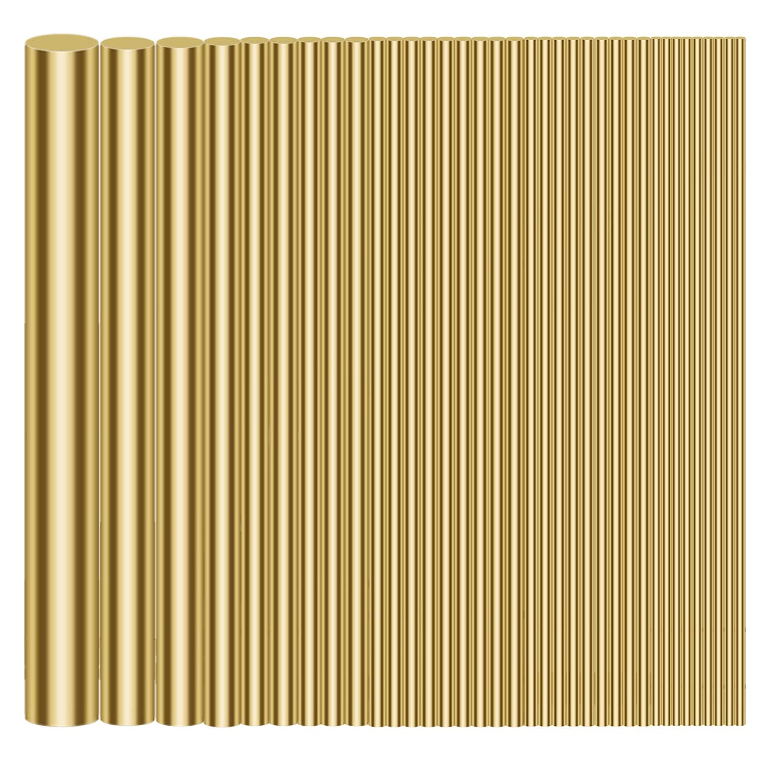1/2" 3/8" 5/16" 1/4" 3/16" 5/32" 1/8" 3/32" 1/16" Brass Rods Assortment Kit, Brass Solid Round Rod Lathe Bar Stock for Craft Making, Handle Pin, 3.94" in Length (36 Pieces)