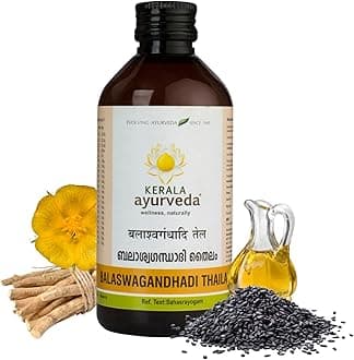 Kerala Ayurveda Balaswagandhadi Thailam - Ayurvedic Massage Oil for Body with Ashwagandha - Balances Vata and Pitta, Calms Mind, Nourishes Body & Tones Muscles, 6.76 Fl Oz