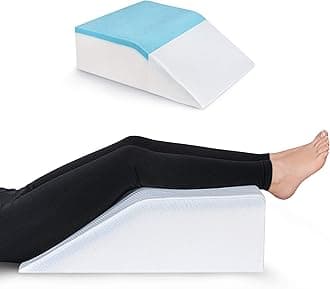 Leg Pillow Memory Foam - Cooling Gel Leg Elevation with Removable Cover for Swelling, Circulation, and Pain Relief - Ergonomic Leg Rest for Back, Pregnancy, Post-Surgery - 24x21x8-Inch (White)