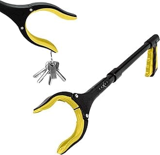 Grabber Reacher Tool 19 Inch Long, Foldable Pick Up Stick - Strong Grip Magnetic Tip - Heavy Duty Trash Picker Claw Reacher Grabber Tool Elderly Wheelchair Mobility Aid (Yellow)