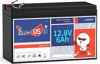 Timeusb 12V 6Ah LiFePO4 Lithium Battery, Deep 2000+ Rechargeable Cycle, Low Self-Discharge and Light Weight, Perfect for Kid Camper, Lights and Solar System Application