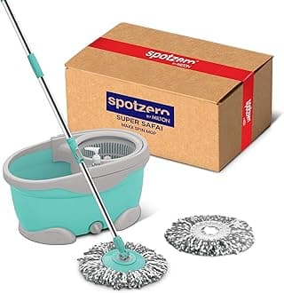 Spotzero Mop and Bucket with Wringer Set for Floor Cleaning with Wheels, 2 Microfiber Refills included, Extendable Handle, 360 Spinning System, (trapeadores con cubeta giratoria 360) Maxx Spin Mop