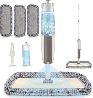 Spray Wet Mops for Hardwood Floor Cleaning - MEXERRIS Microfiber Dust Mop with Spray 3X Reusable Washable Pads - Hard Wood Floor Mops Commercial Home Mop for Laminate Wood Tiles Hardwood Vinyl