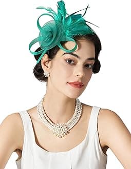 SWEETV Tulle Fascinators for Women, Tea Party Hats for Kentucky Fascinators Derby, Cocktail, Wedding, Fancy Dress Party