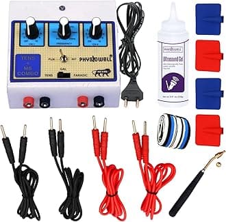 TENS & MS Combo Physiotherapy Machine | Muscle Stimulator & Electrotherapy Device for Pain Relief | TENS Machine for Nerve Pain, Muscle Pain & Rehab | Portable Physio Equipment with Electrodes & Cables