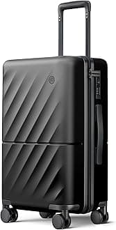 NINETYGO Carry On Suitcase, Checked Trunk Luggage with Double Spinner Wheels, Anti-Burst Zipper, Hard Case PC Suitcase Lightweight Travel Luggage, TSA Approved, 01-Onyx Black (Hudson), Carry-On 20