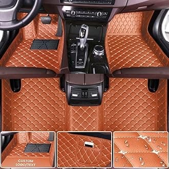 Custom All-Weather Protection Leather Car Floor Mats for Cars Sedan SUV Sports Car Waterproof Floor Mat (Light Brown)