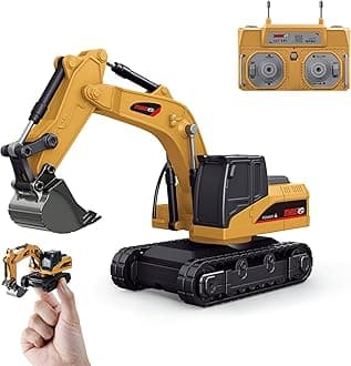 1/64 Full Proportion Remote Control Excavator,Remote Control Construction Vehicles with Metal Shovel,Type-C Direct Charging RC Excavator,Birthday Gifts for Boys and Girls Age 3+