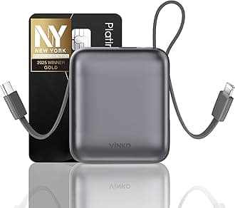 Small Portable Charger, 22.5W Fast Charging Mini Power Bank 10000mAh with Built-in Cables, Travel Essential USB-C Battery Pack Compatible with iPhone 17/16/15, Samsung S25/24, Android (Gray)