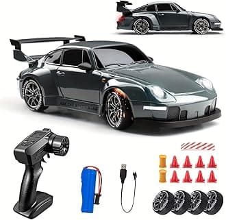 Drift RC Car 1:24 Scale – 4WD High-Speed Remote Control Racing Car with LED Flashing Lights, All-Terrain Dual Tires, USB Charging & Accessories for Ultimate Drifting Fun