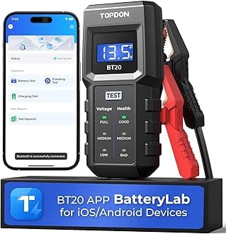 12V Car Battery Tester, TOPDON BT20 Battery Load Tester 100-2000CCA, Cranking&Charging Test via App, Record Voltage History, Automotive Battery Analyzer&Checker for Car Truck SUV Boat