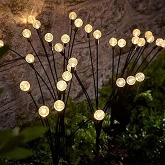 Lights4fun Set of 4 Solar Powered LED Wavy Bubble Garden Pathway Decorative Stake Lights Outdoor IP44 Rated