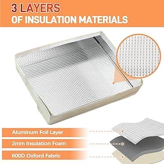 AC Covers for Inside 25"W x 17"H x 3.5"D, Windproof and Waterproof 3 Layers Insulation Air Conditioner Covers for Window Units with Aluminum Foil and 2mm Foam, Beige