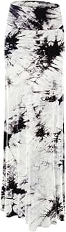 Lock and Love Women's Basic Solid Tie Dye Foldable High Waist Floor Length Maxi Skirt S-3XL Plus Size