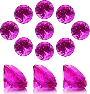 100 PCS Acrylic Diamond Gems, Rose Color Acrylic Diamonds Vase Filler 1 Inch Acrylic Gemstones Fake Gems Plastic Gems for Home Table Scatters Party, Event, Wedding, Arts & Crafts, Birthday Decorations