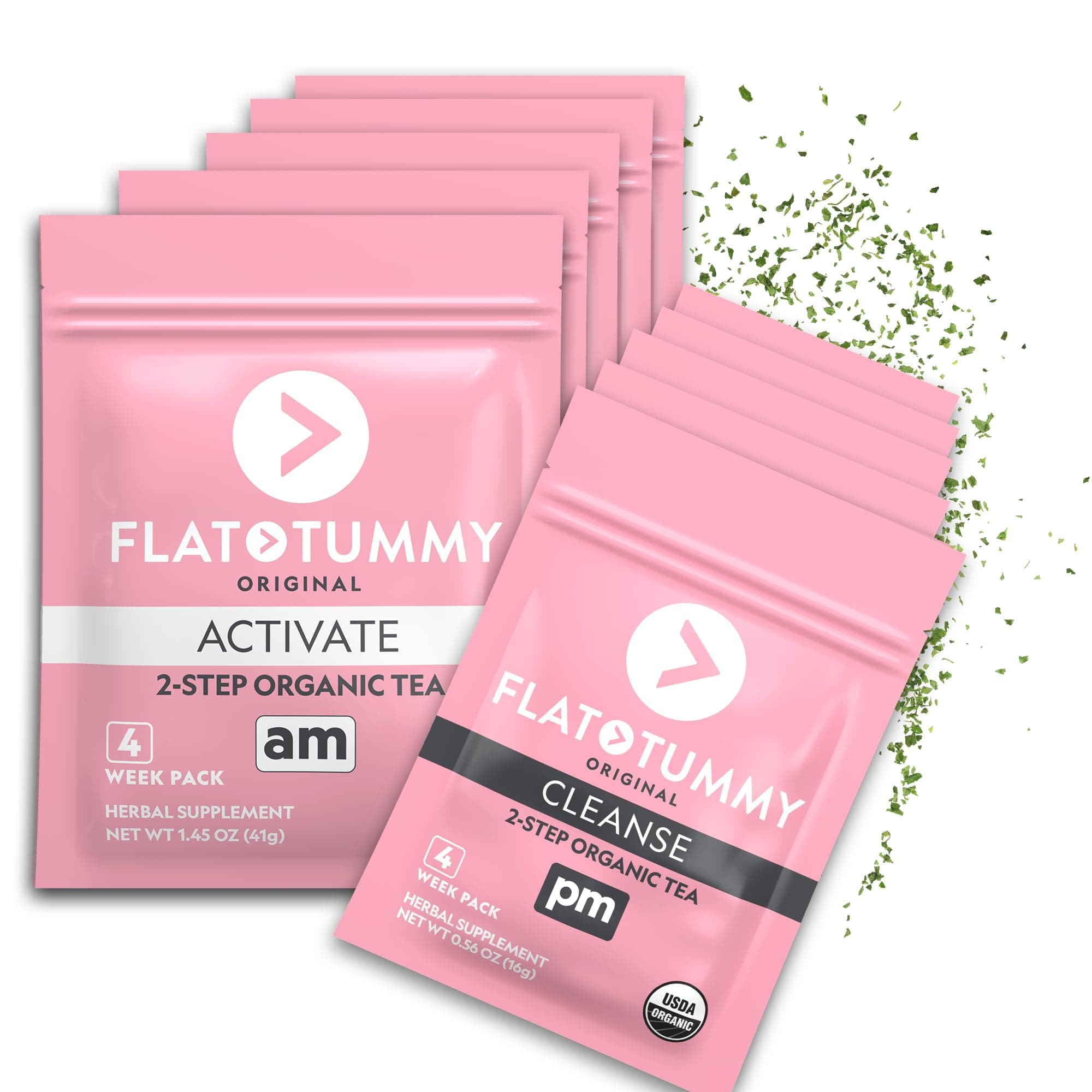 Flat Tummy Detox Tea (4 Week Program) – 2-Step Detox Tea to Boost Energy & Reduce Bloating* - All Natural Detox Cleanse w/Green Tea, Lemon Balm, Dandelion, Fennel, & More - Digestion support (5 Pack)