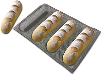 Bluedrop Silicone Bread Forms For Hot Dog Baking Molds Sandwich Making Sheet 4 Cavities 9 inches Loaf Eclair Mats