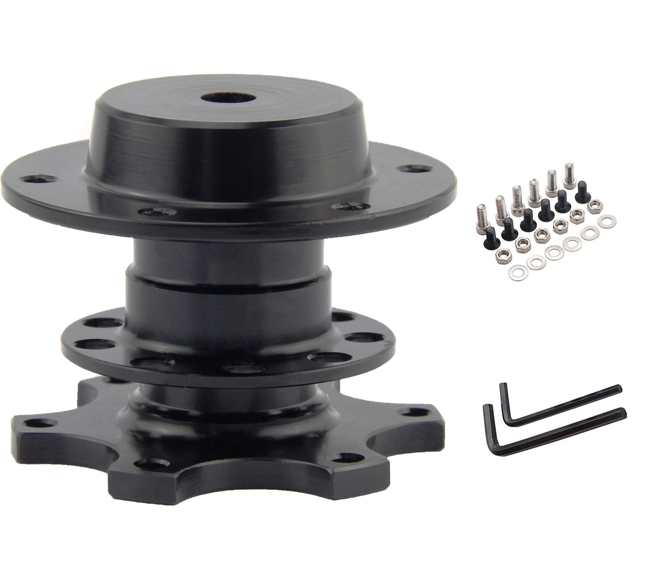 Universal Aluminum car Quick Release Steering Wheel Quick Release Hub Adapter Snap Off Boss Kit Race/Rally/Motorsport (Black)