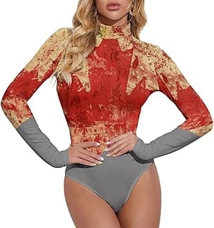 TAIZIYEAH Canada Flag Adult Turtleneck Long Sleeve Dance Leotard for Women Bodysuit Costume M