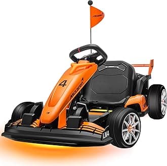 ENYOPRO 24V 7Ah Electric Go Kart for Kids, Licensed McLaren Go Cart w/3-Section Adjustable Seat, Soft Start & Brake Pedal, Electric Drift Kart w/LED Lights, 7.5 MPH, Crazy Cart for Kids 6-12 Years Old